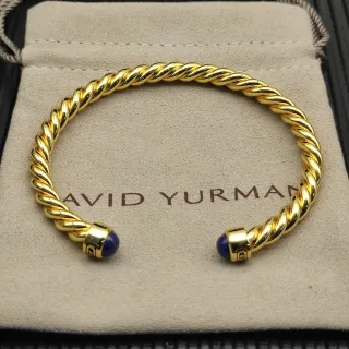 David Yurman Cable Classics Twisted Gold-Tone Lapis Lazuli سوار