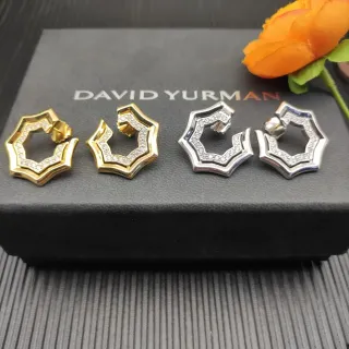 David Yurman Brincos Hoop Hexagonais Geométricos Pavé