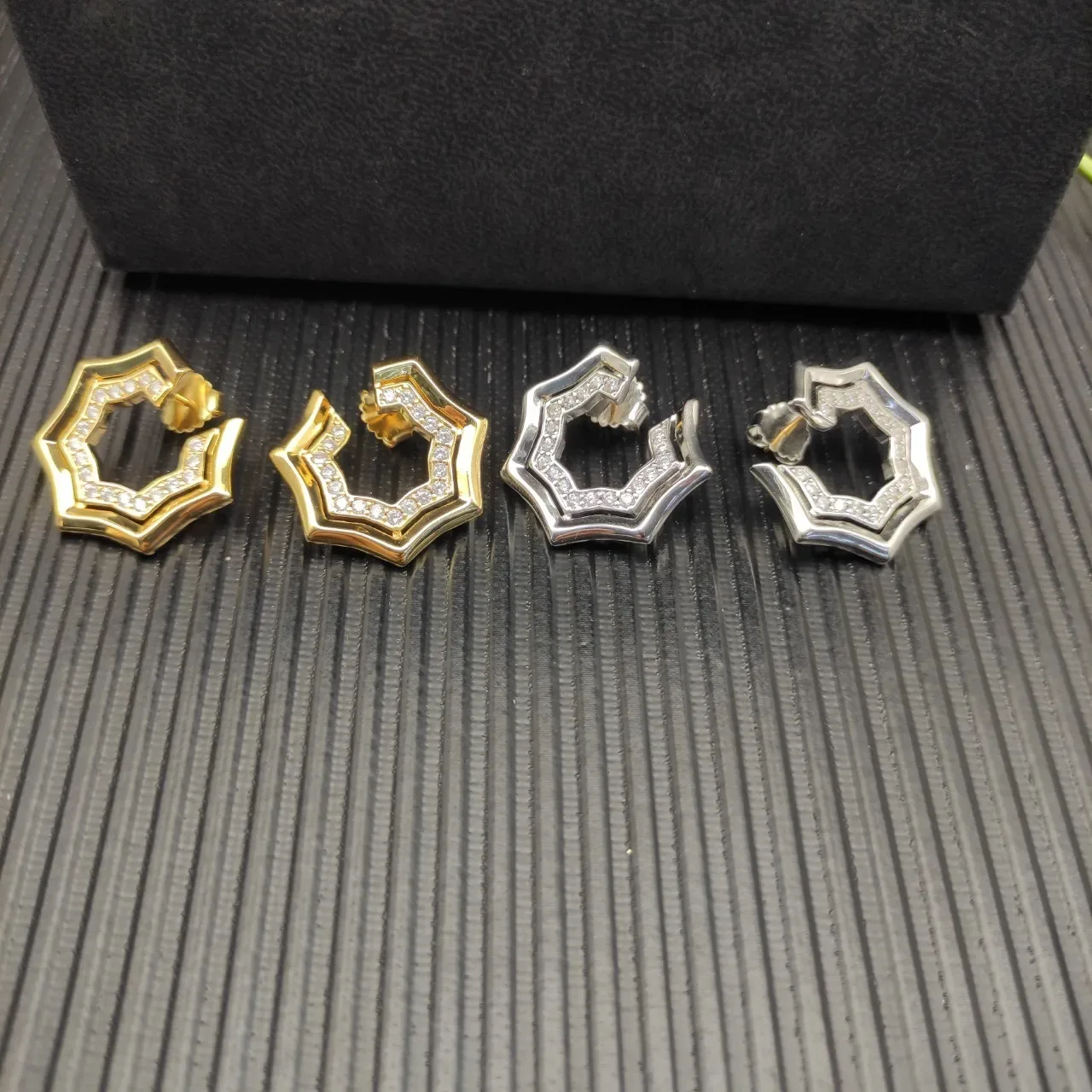 David Yurman Geometric Pavé Hexagonal Hoop Earrings 2