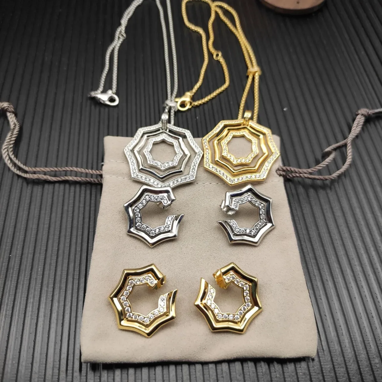 David Yurman Geometric Pavé Hexagonal Hoop Earrings 4