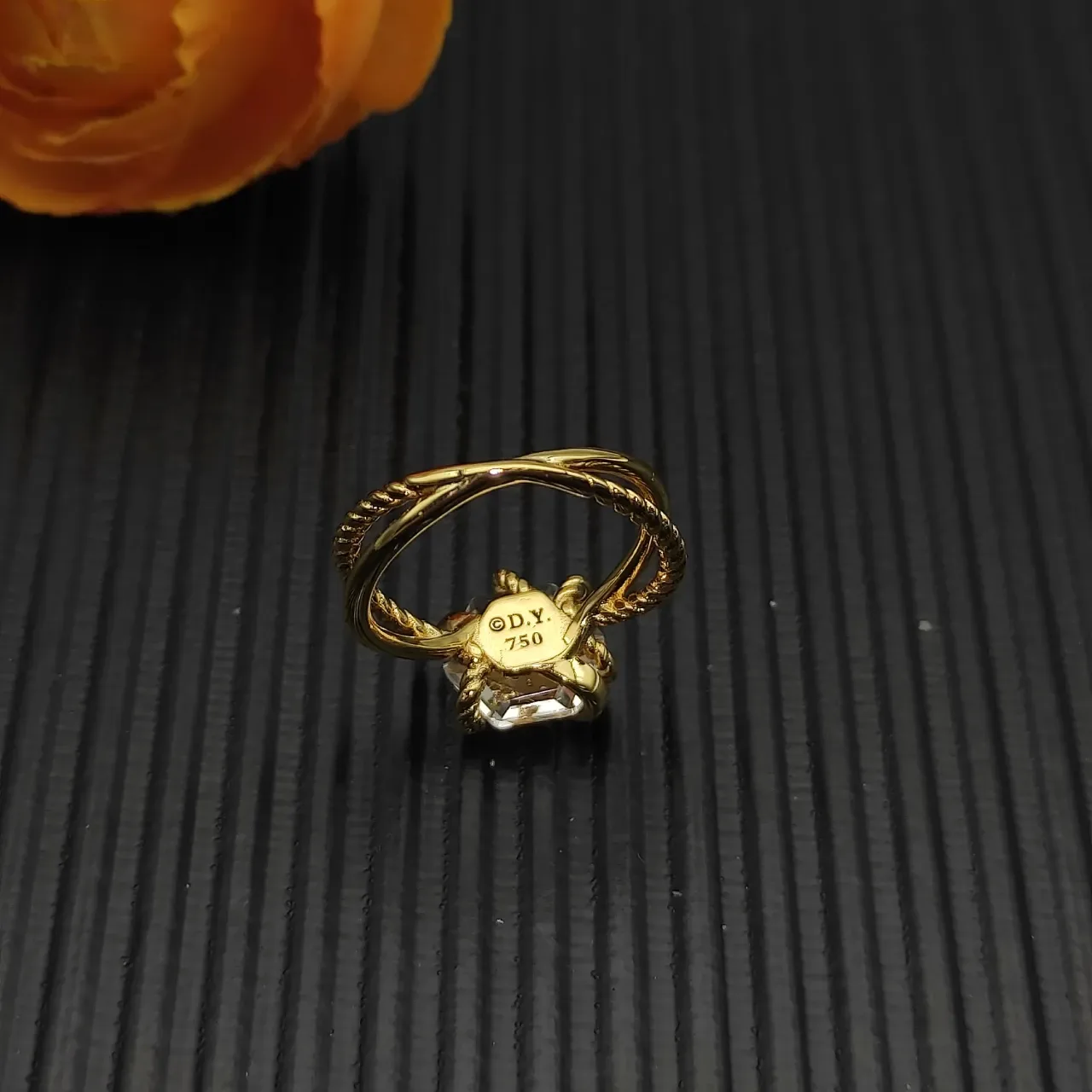 David Yurman Gold Transparent Twisted Cable Band Knot Motif Ring 9