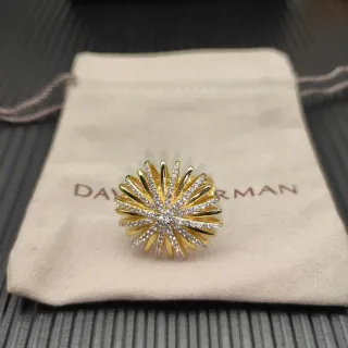 David Yurman Sunburst Pavé Diamond হলুদ সোনার আংটি