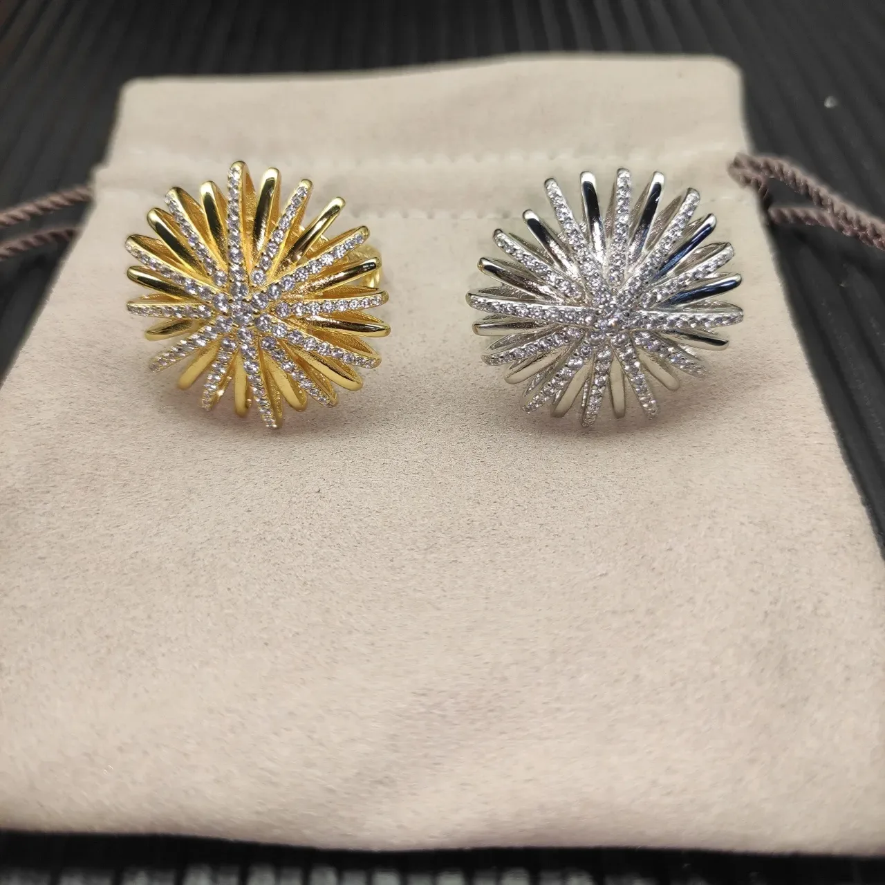 David Yurman Sunburst Pavé Diamond হলুদ সোনার আংটি 4