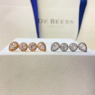 De Beers Halo-Set Pendientes stud con corte de pera y redonda