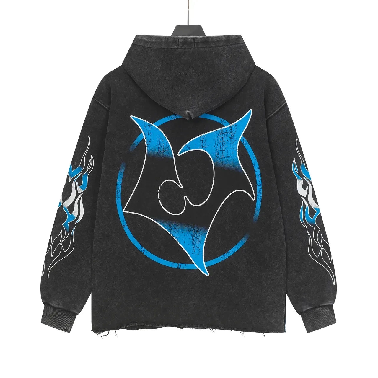 Distressed Black Oversized Graphic Print Hoodie 3