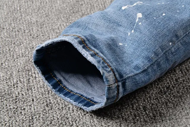 Jeans Desgastados con Salpicaduras de Pintura, Slim-Fit y Rotos 2
