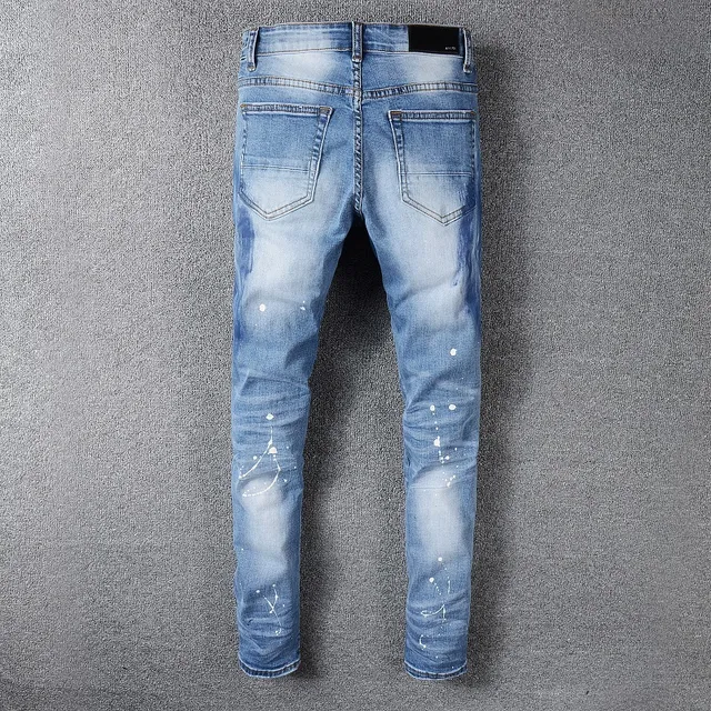 Jeans Desgastados con Salpicaduras de Pintura, Slim-Fit y Rotos 6
