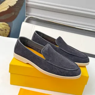 DOUCAI'S Moc-Toe con Costura Mocasín Ante Gris Amarillo