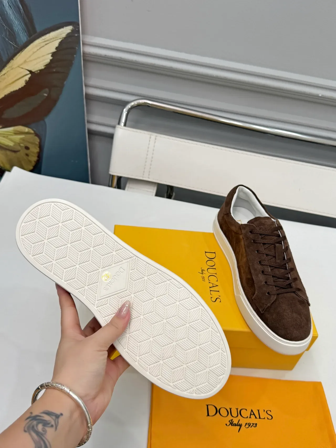 DOUCAL'S Brown Suede Low-Top Lifestyle Sneakers 2