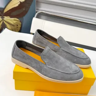 DOUCAL'S Moc-Toe Stitching Loafer en daim Gris Jaune