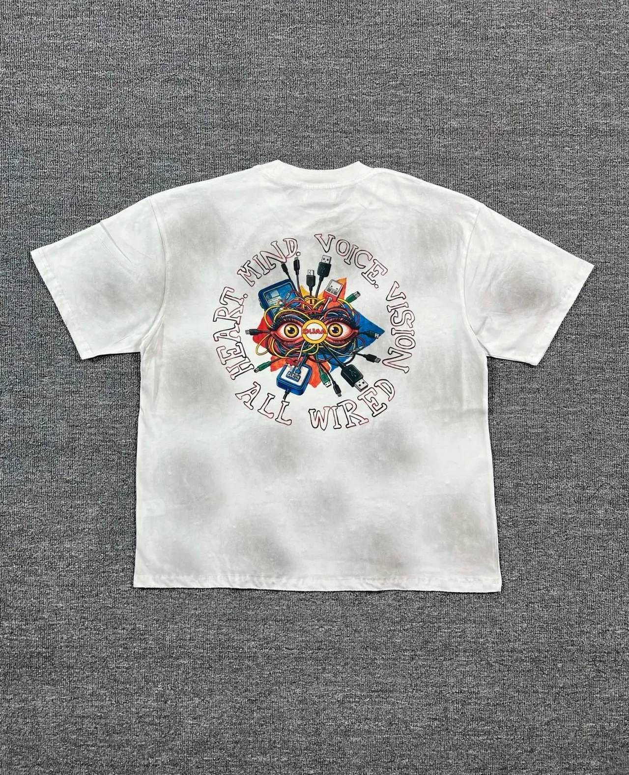 DUAA Graphic-Print Oversized Distressed White T-Shirt 5