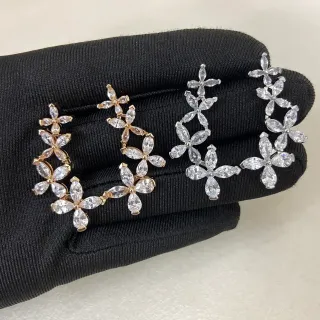 Floral Marquise-Cut Crystal Dangling Earrings