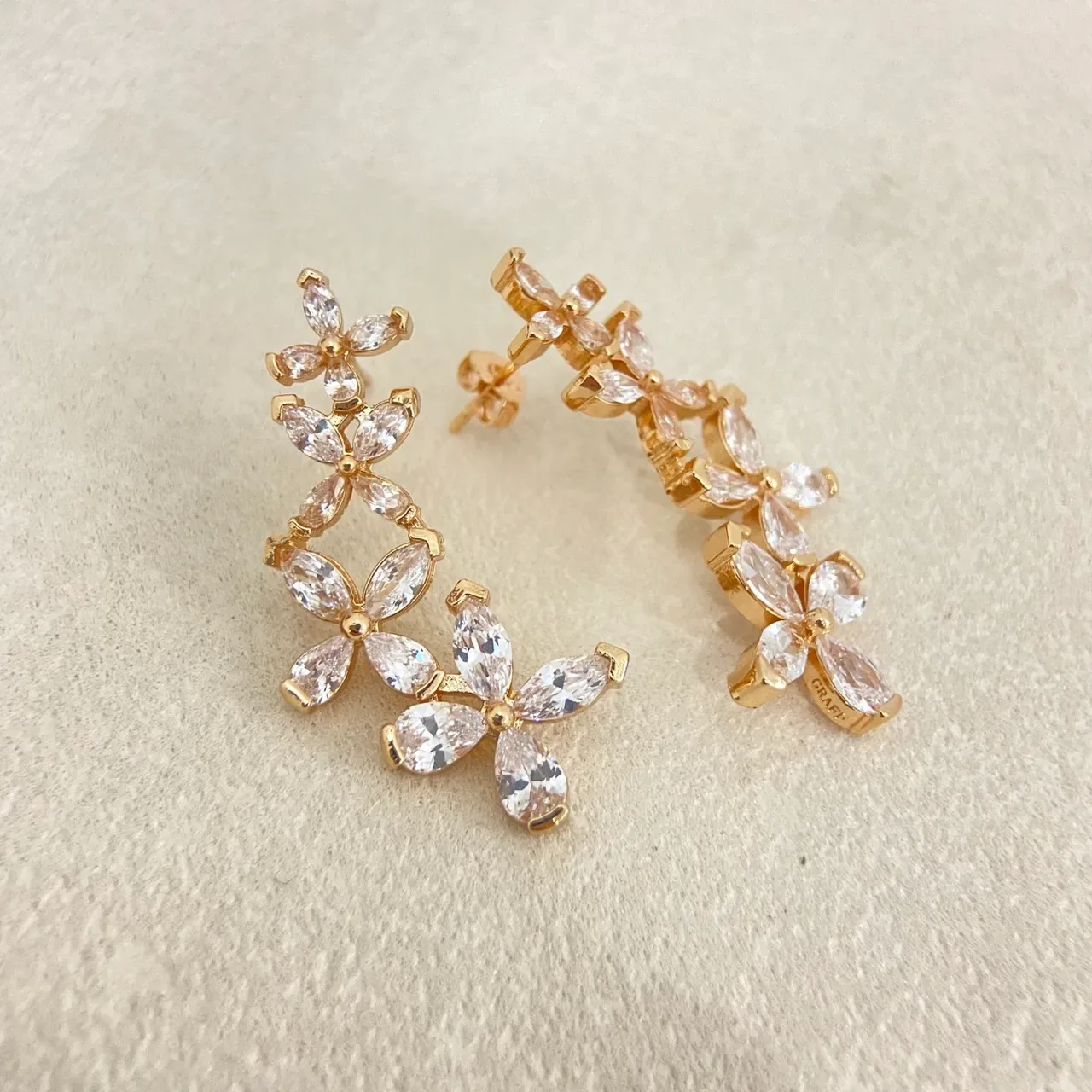 Floral Marquise-Cut Crystal Dangling Earrings 4