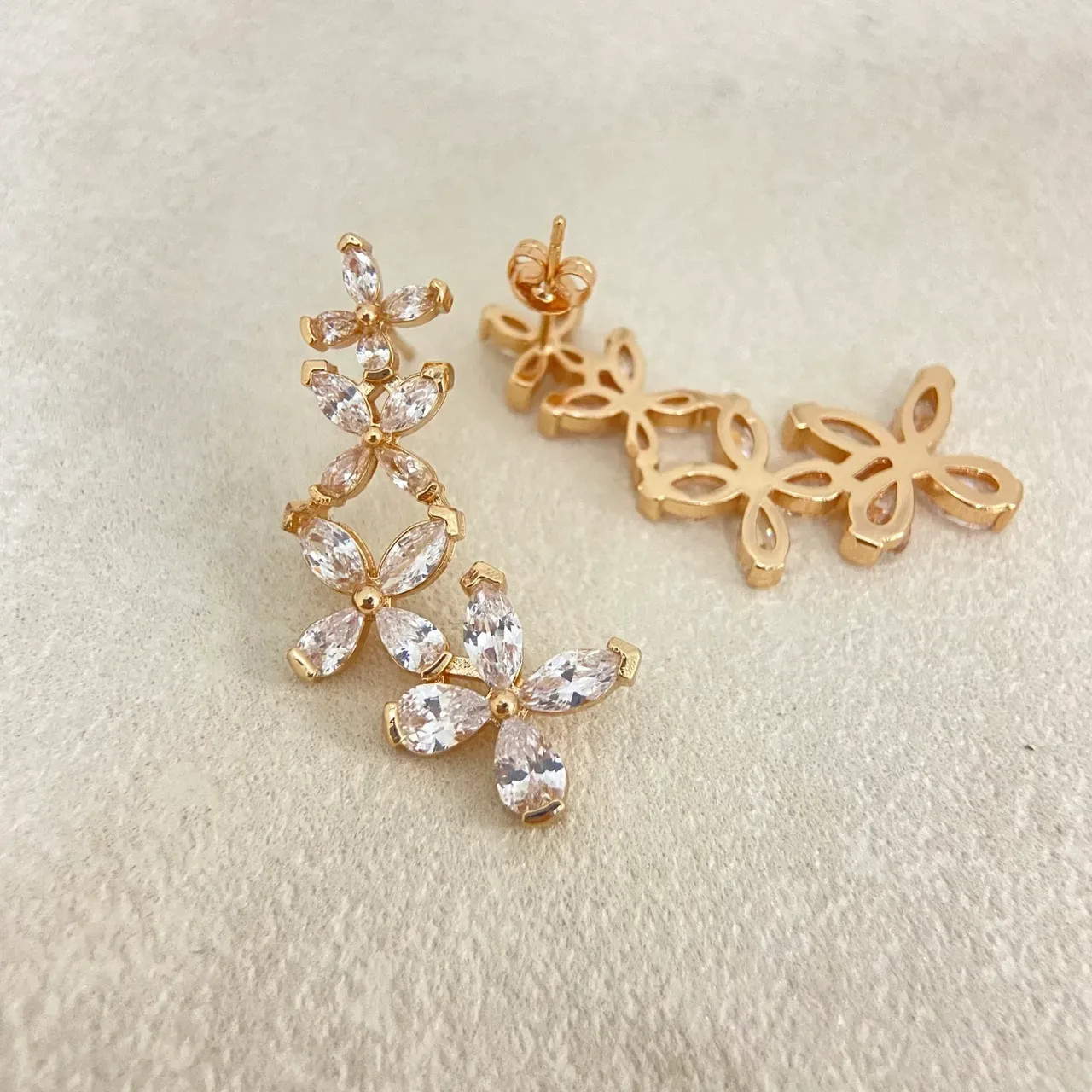 Floral Marquise-Cut Crystal Dangling Earrings 5