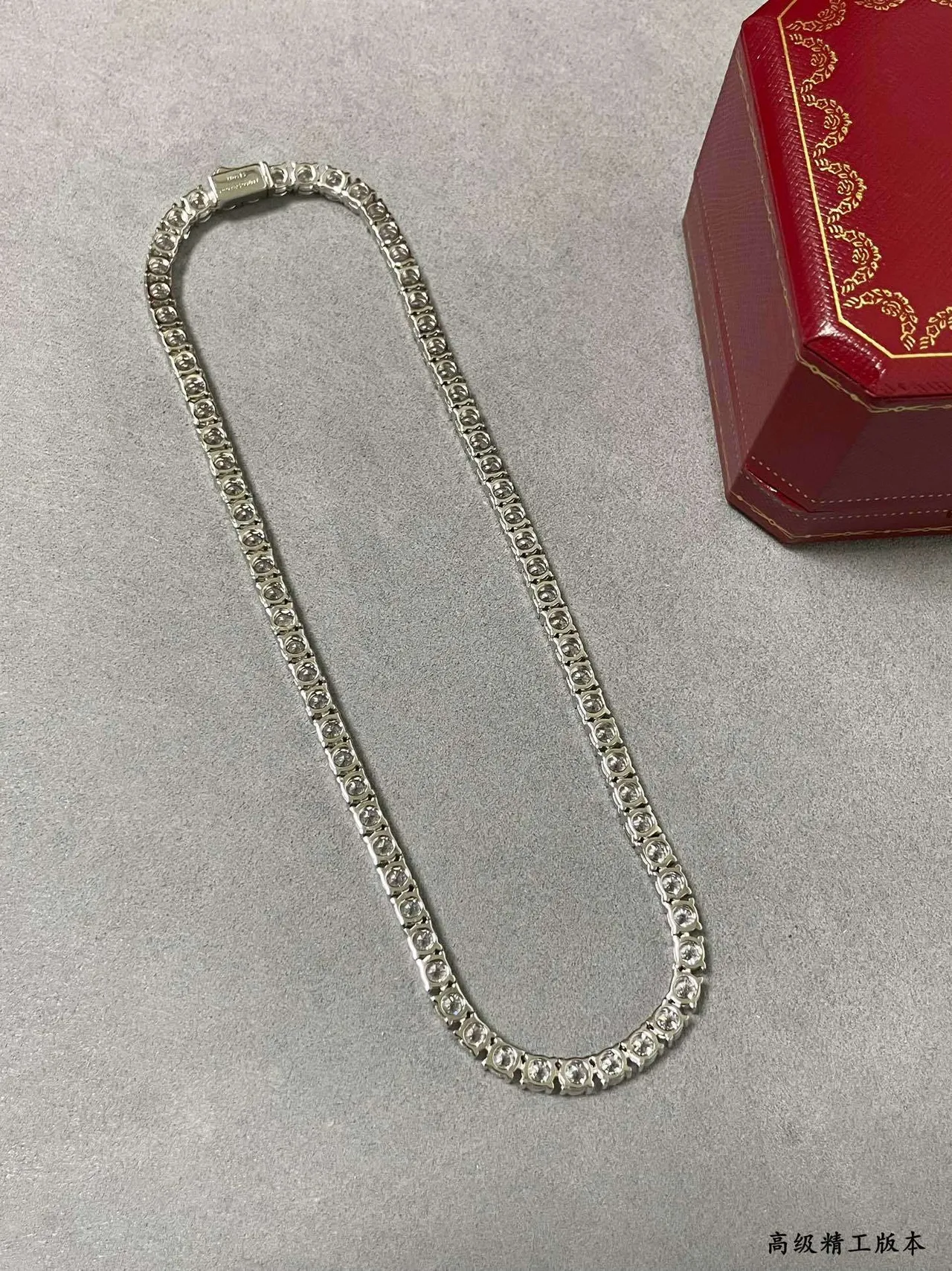 Fully Paved Channel-Set Square-Cut Stone Necklace 4