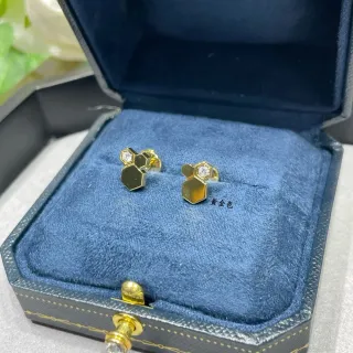 Geometric Hexagonal Gold-Tone Stud Earrings