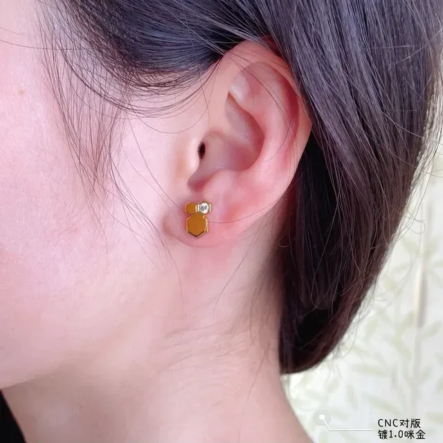 Geometric Hexagonal Gold-Tone Stud Earrings 8