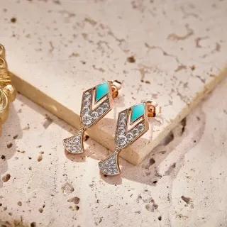 জ্যামিতিক টার্কুয়েজ এবং পাভে স্টোন ড্রপ ইয়াররিংস