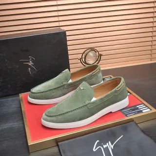Giuseppe Zanotti GZ Loafer সবুজ সাদা সুড উপরের ধাতু চিহ্ন লোফার