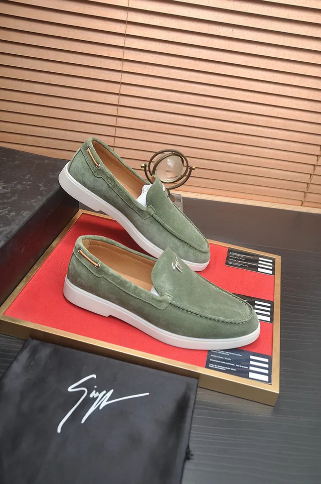 Giuseppe Zanotti GZ Loafer Green White Suede Upper Metal Emblem Loafer 6