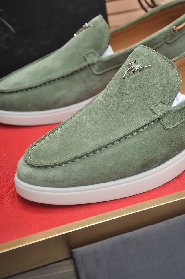 Giuseppe Zanotti GZ Loafer Green White Suede Upper Metal Emblem Loafer 8