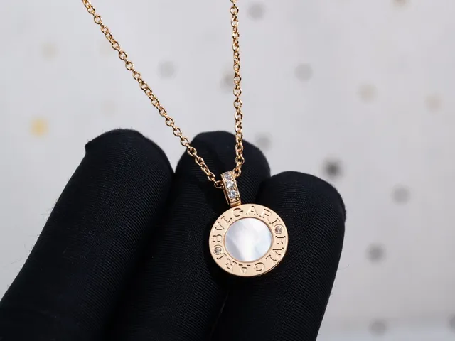 Gold Black Chain Circular Pendant Necklace 4