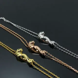 Collier en métal poli avec pendentif en forme d'animal en or vert