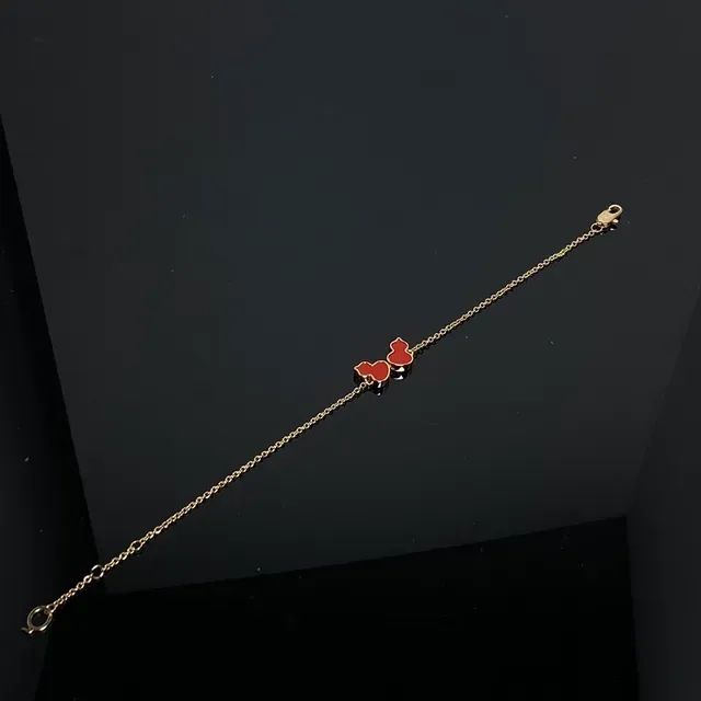 金色红链珐琅葫芦心形吊坠手链 5