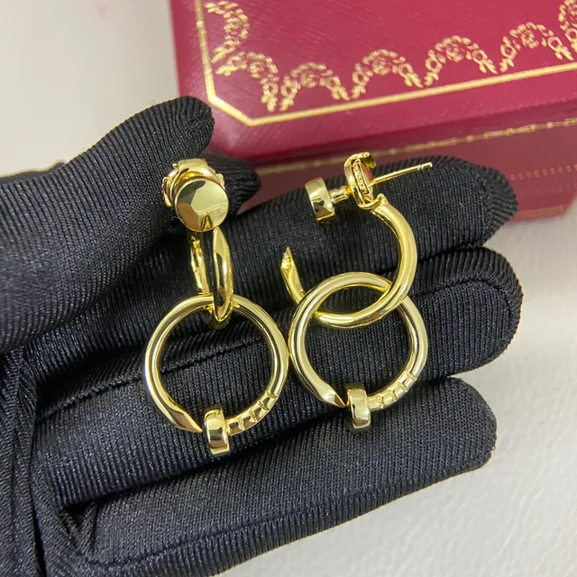 Gold Silver Double-Ring Hoop Interlocking Circles Earrings 8