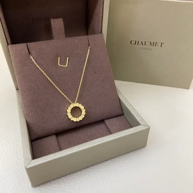 Gold Silver Geometric Open-Circle Pendant Faceted Stone Accents Necklace 4