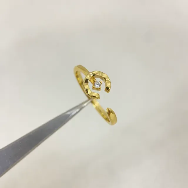 Gold Silver Open-Band Horseshoe-Shaped Ring 4