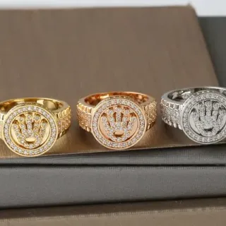 सोना चांदी पेव सेट गोलाकार चेहरा अंगूठी