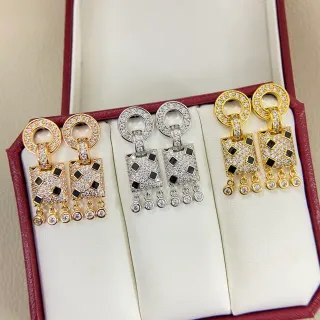 أقراط ذهب وفضةPavé-Set نمط هندسي مربع