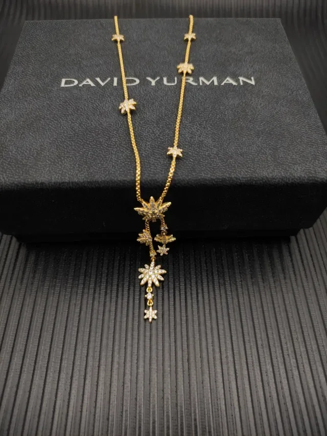 Gold Silver Starburst Pendant Design Dangling Multi-Tiered Stars Necklace 6