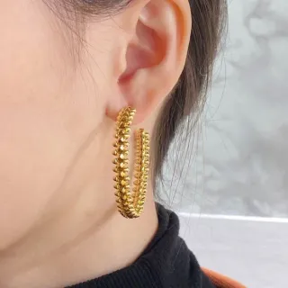 Brincos de Aro de Ouro Texturizado com Picos Dupla Barra