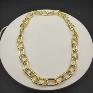 Collier Chaîne Alternée Ovale et Corde Doré