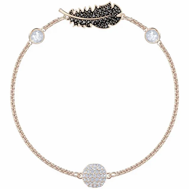 Gold-Tone Feather Motif Pavé-Set Hinged Cuff Bracelet 13