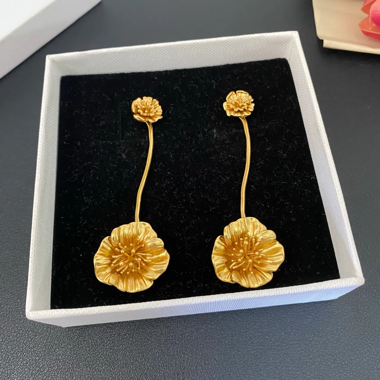 Gold-Tone Floral Double-Drop Earrings 5