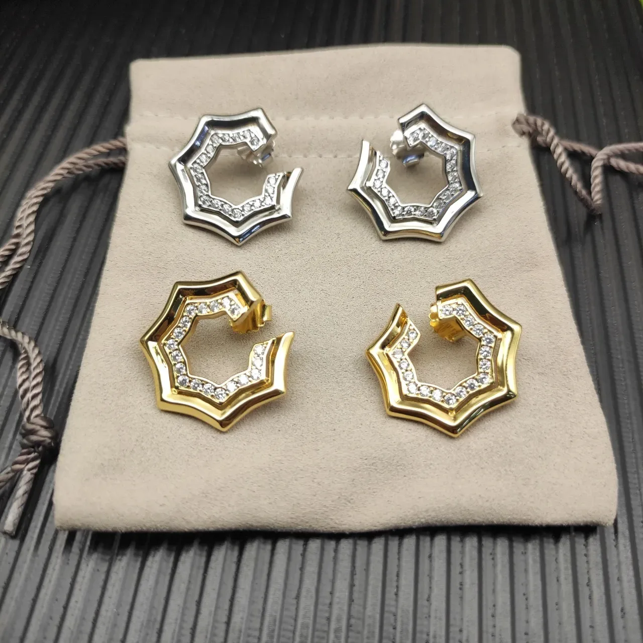 Gold-Tone Geometric Pavé Crystal Open Hexagonal Hoop Earrings 5