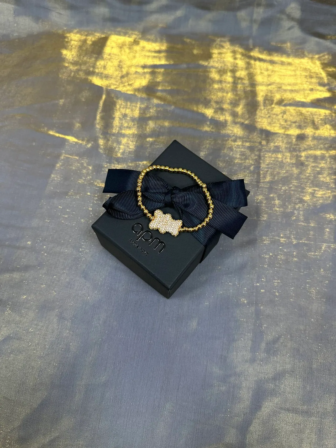 Gold-Tone Pavé Bone Motif Bracelet 7