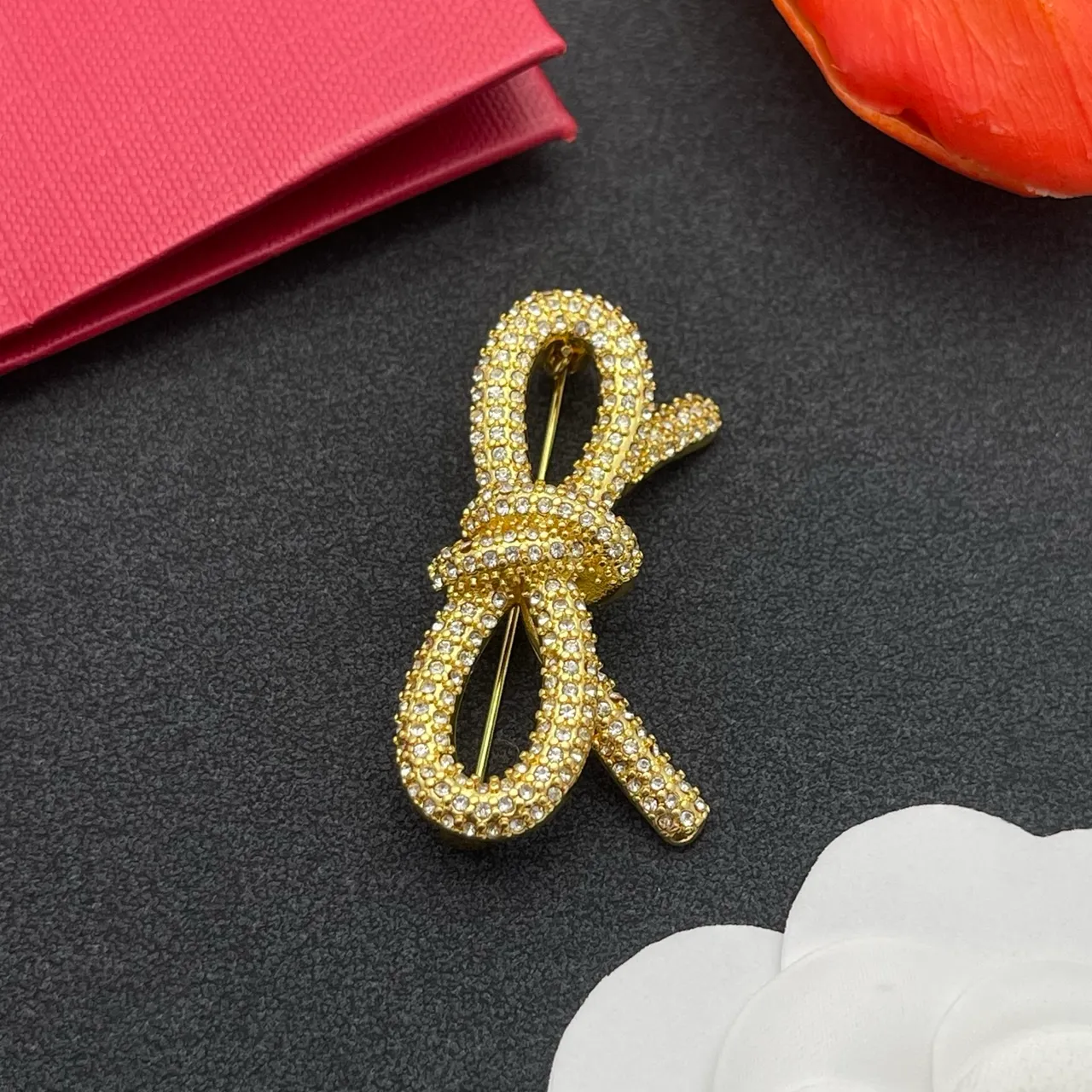 Gold-Tone Pavé Crystal Bow Brooch 6