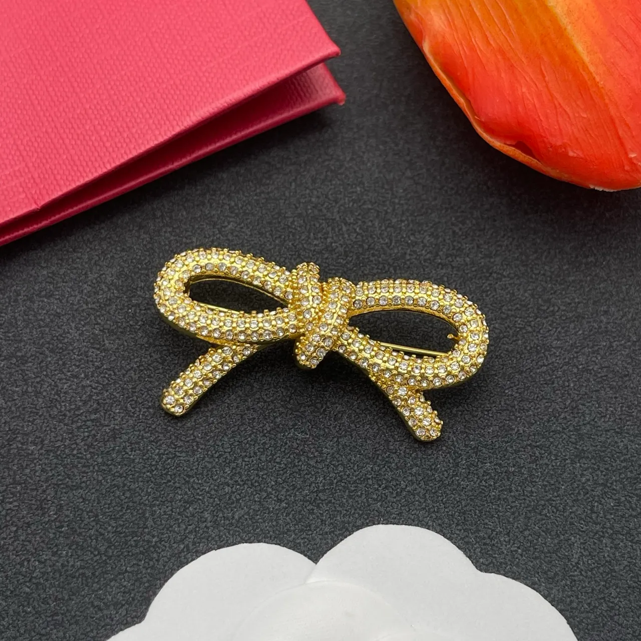Gold-Tone Pavé Crystal Bow Brooch 7