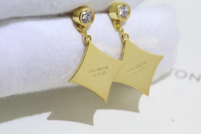 Gold-Tone Pavé Crystal Diamond-Shaped Floral Motif Earrings 2