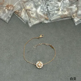 Gold-Tone Star Motif Mother-of-Pearl Inlay Bracelet