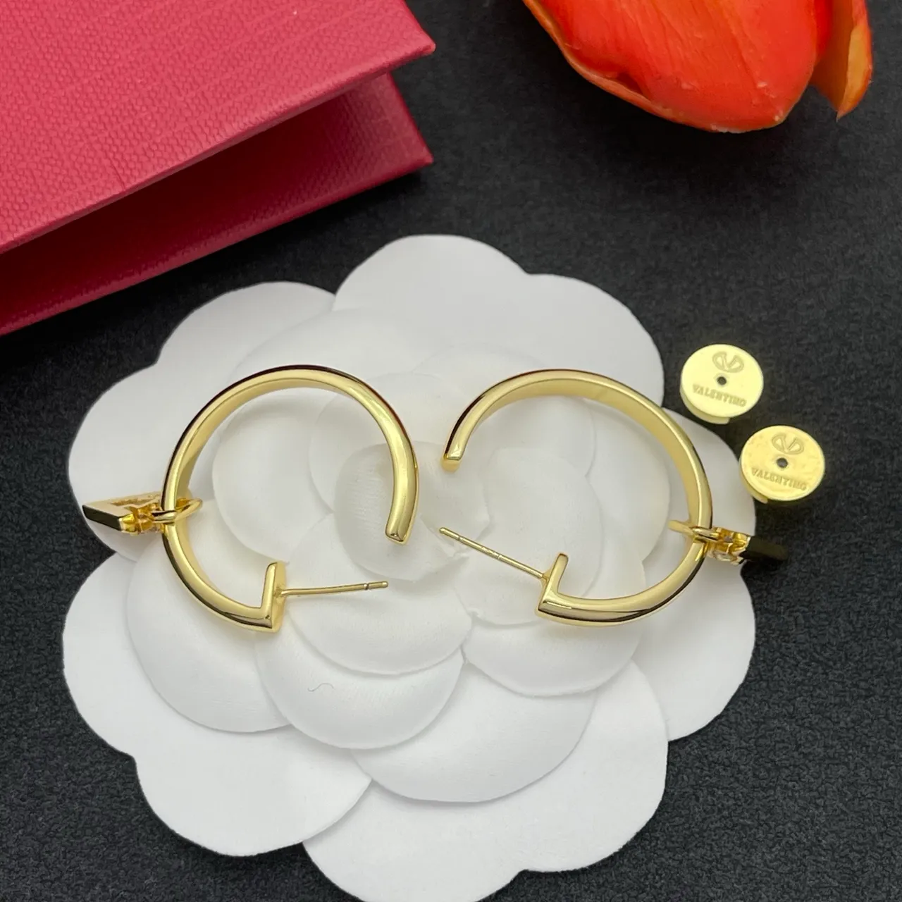 Gold Transparent Hoops Dangling Triangular Charms Earrings 3
