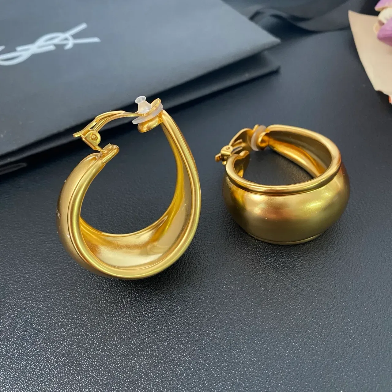 Aros Hoop Tubulares Dorados Clip-On 4