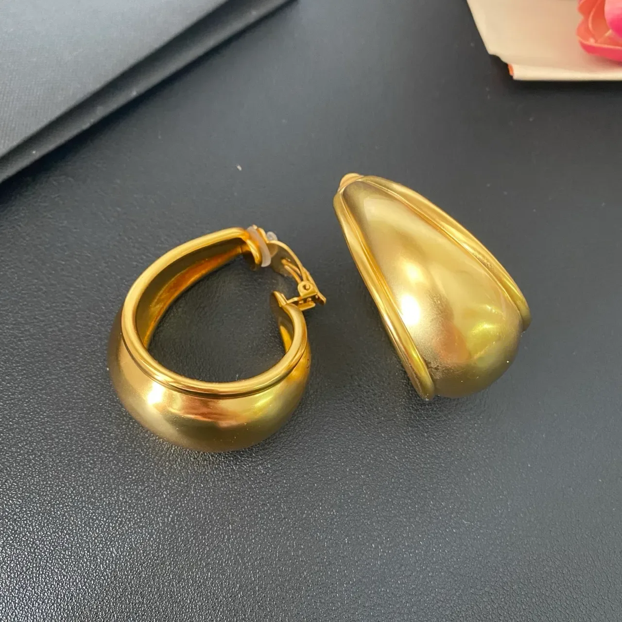 Aros Hoop Tubulares Dorados Clip-On 6