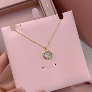 Collier chaîne dorée blanche pendentif circulaire en nacre
