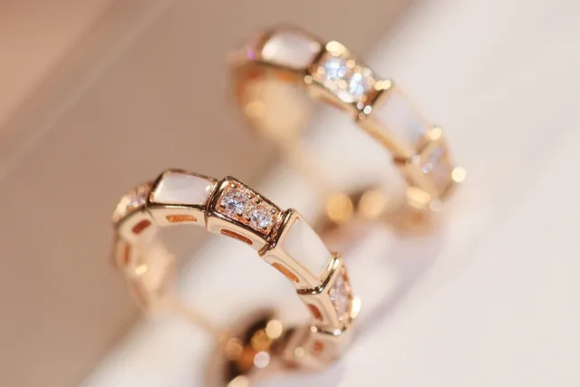 Gold White Segmented Geometric Hoops Pavé Crystal Accents Earrings 4