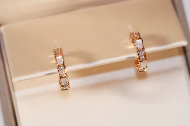 Gold White Segmented Geometric Hoops Pavé Crystal Accents Earrings 8